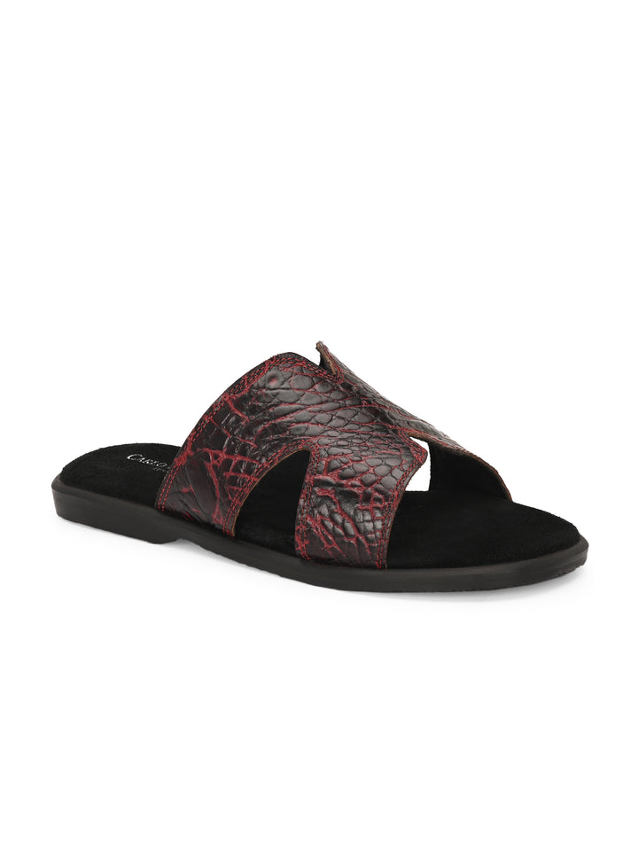 CARLO ROMANO BY WASAN CROCO BRUSH OFF GENUINE LEATHER SLIPPERS FOR MEN'S