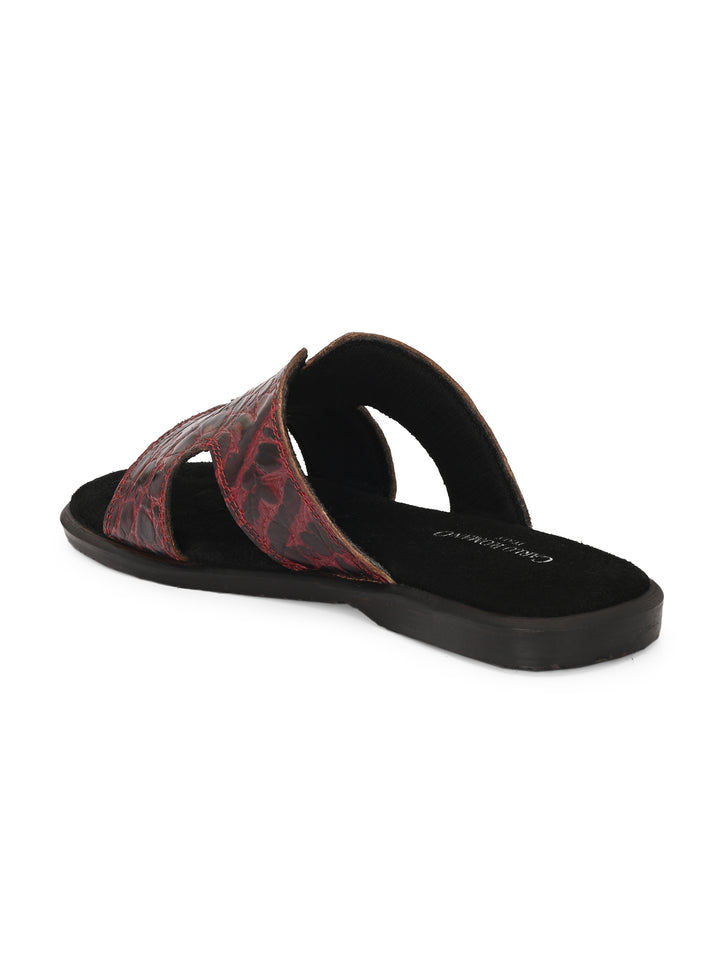 CARLO ROMANO BY WASAN CROCO BRUSH OFF GENUINE LEATHER SLIPPERS FOR MEN'S