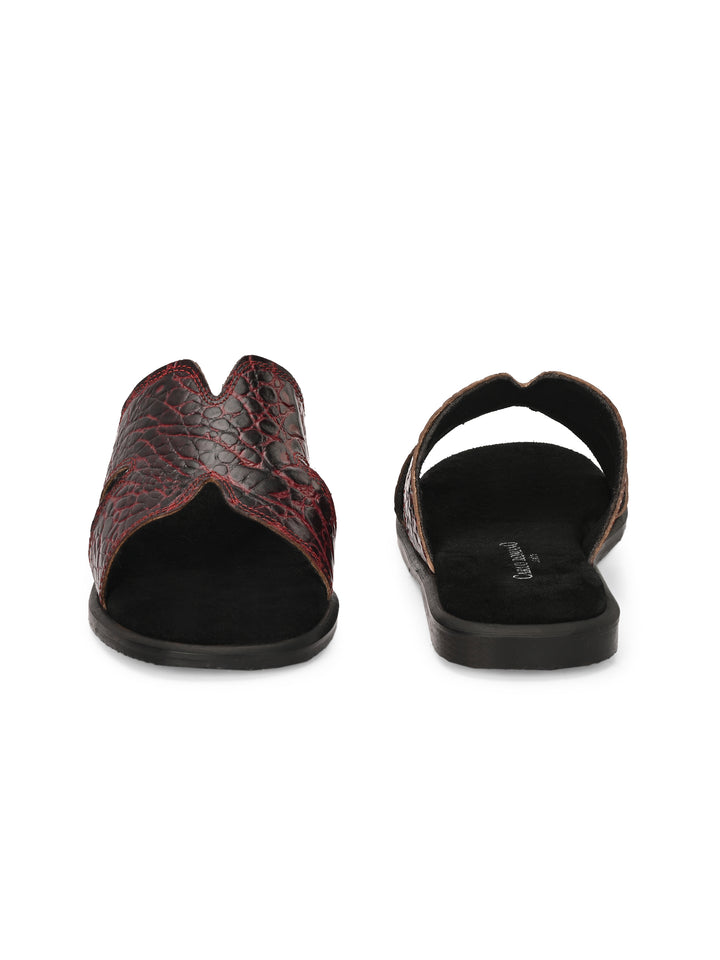 CARLO ROMANO BY WASAN CROCO BRUSH OFF GENUINE LEATHER SLIPPERS FOR MEN'S