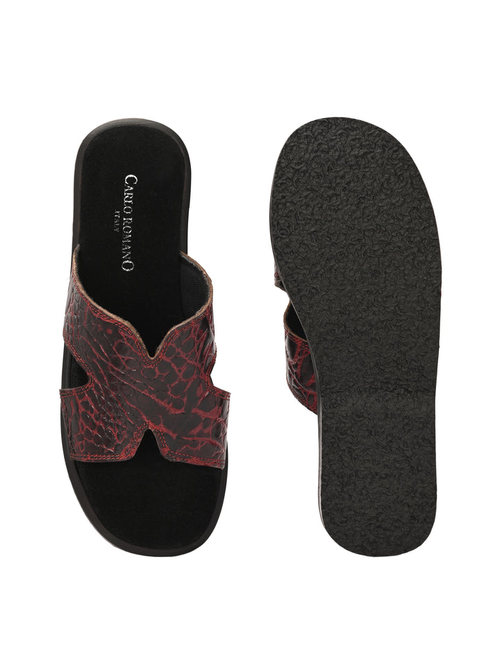 CARLO ROMANO BY WASAN CROCO BRUSH OFF GENUINE LEATHER SLIPPERS FOR MEN'S