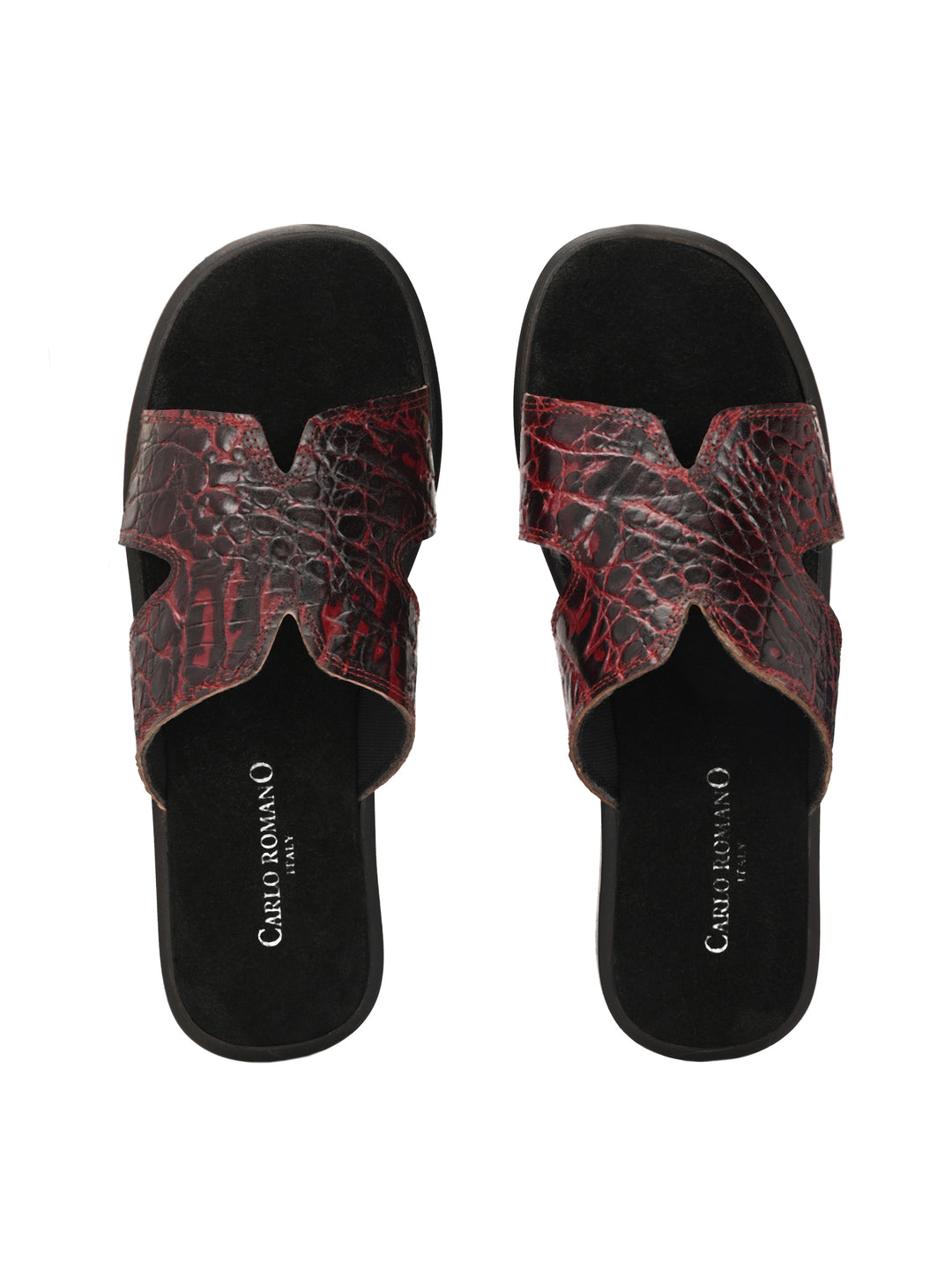 CARLO ROMANO BY WASAN CROCO BRUSH OFF GENUINE LEATHER SLIPPERS FOR MEN'S