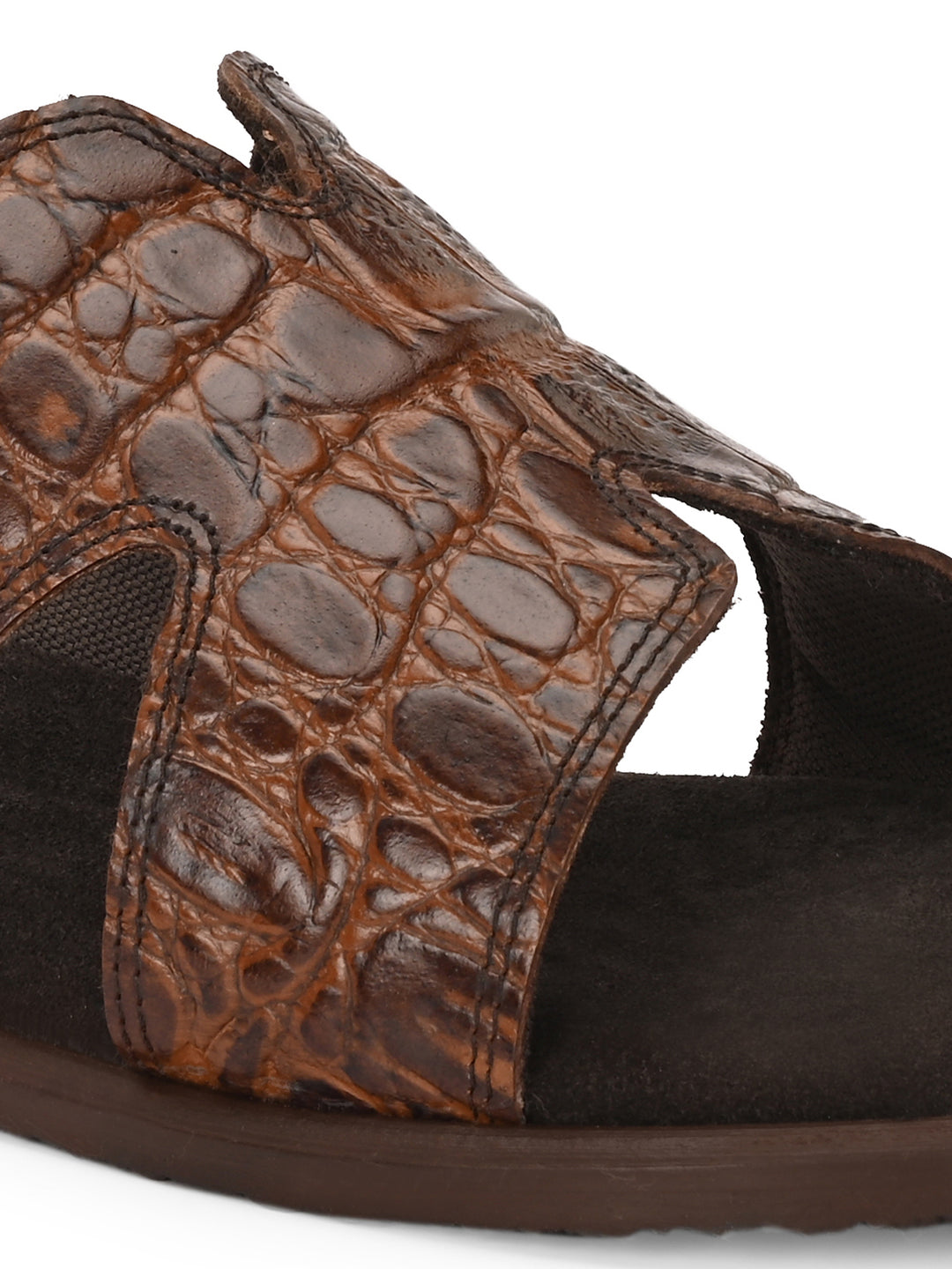 CARLO ROMANO BY WASAN CROCO BRUSH OFF GENUINE LEATHER SLIPPERS FOR MEN'S