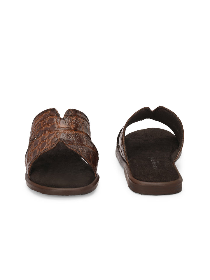 CARLO ROMANO BY WASAN CROCO BRUSH OFF GENUINE LEATHER SLIPPERS FOR MEN'S