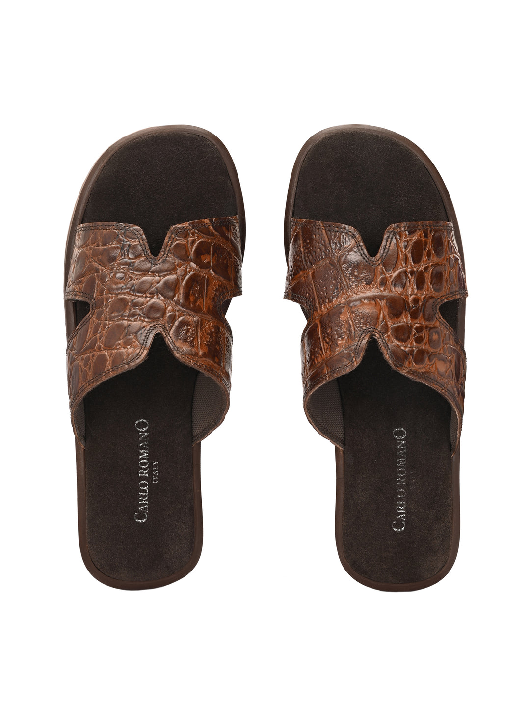 CARLO ROMANO BY WASAN CROCO BRUSH OFF GENUINE LEATHER SLIPPERS FOR MEN'S