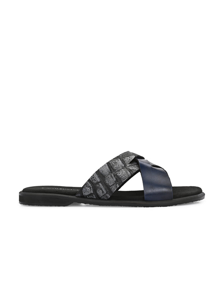 CARLO ROMANO BY WASAN CROCO BRUSH OFF GENUINE LEATHER SLIPPERS FOR MEN'S