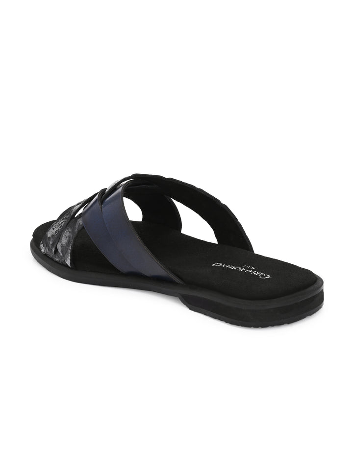 CARLO ROMANO BY WASAN CROCO BRUSH OFF GENUINE LEATHER SLIPPERS FOR MEN'S