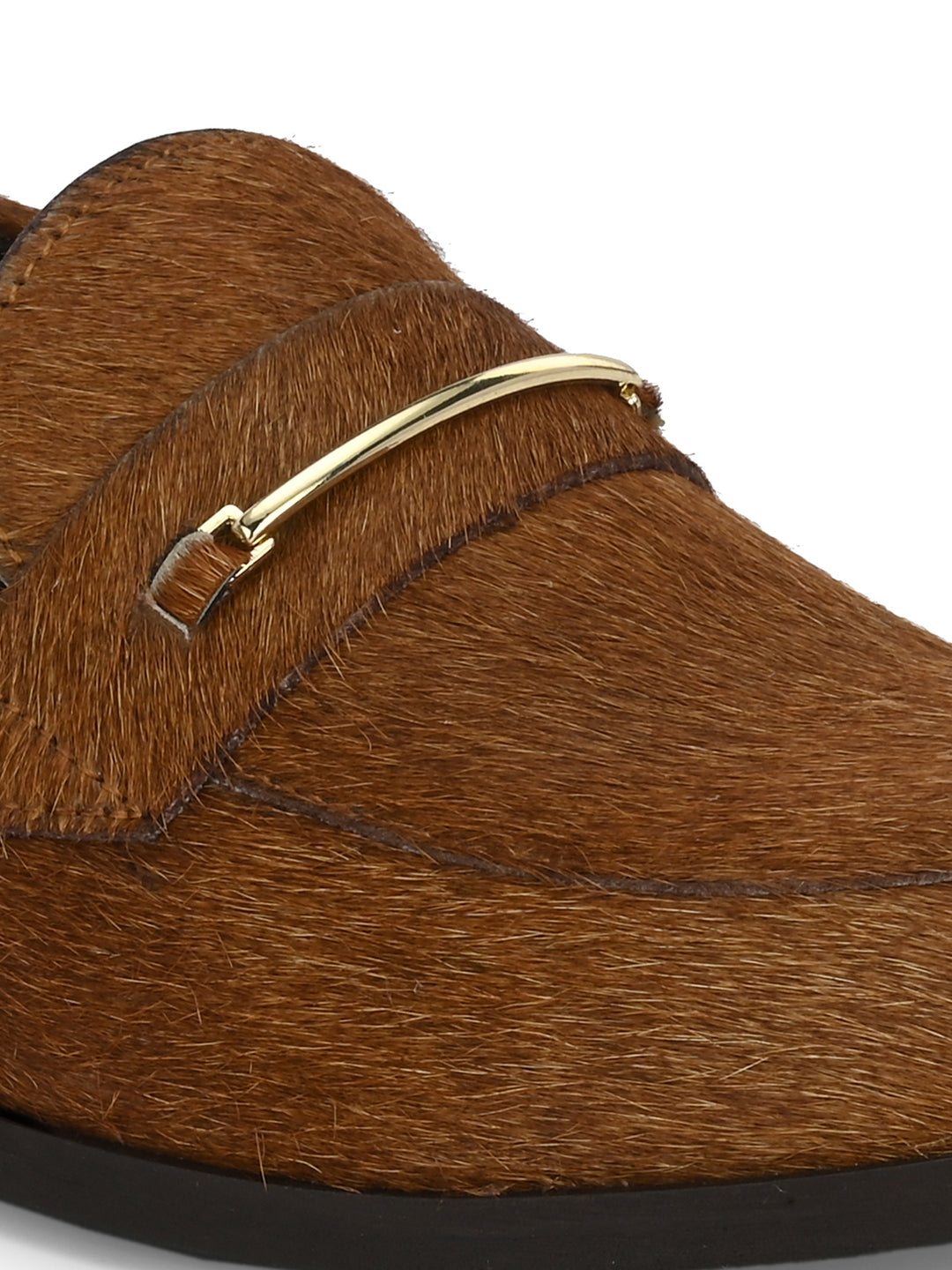 CARLO ROMANO HAIR OR FUR LEATHER BROWN COLOR MOCCASIN SHOE FOR WOMEN