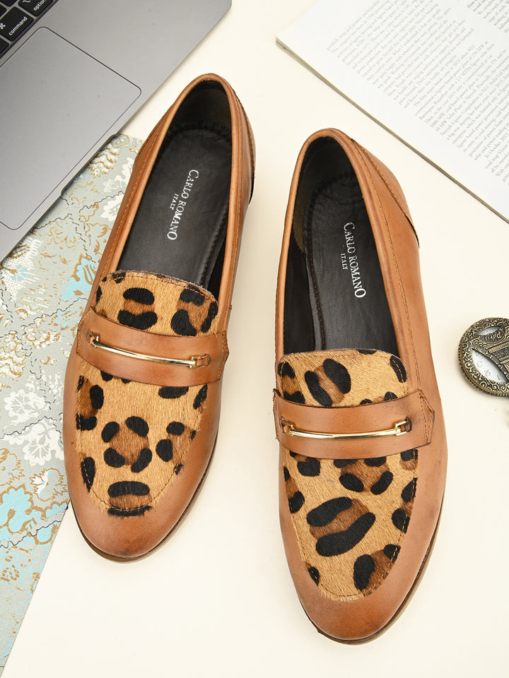 CARLO ROMANO BY WASAN TAN & BROWN COLOUR MOCCASIN SHOE FOR WOMEN