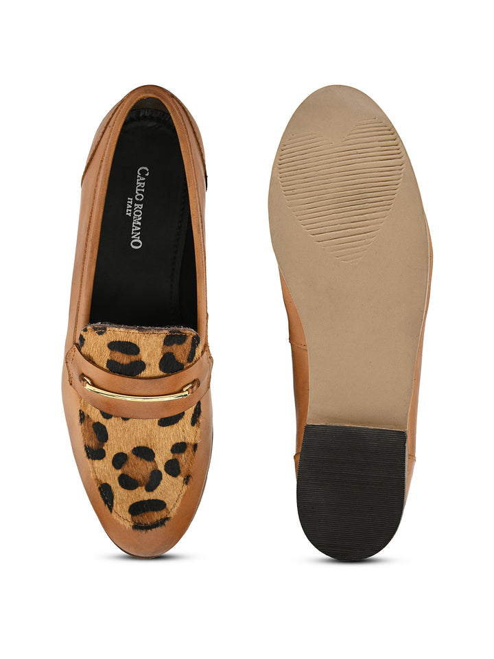 CARLO ROMANO BY WASAN TAN & BROWN COLOUR MOCCASIN SHOE FOR WOMEN