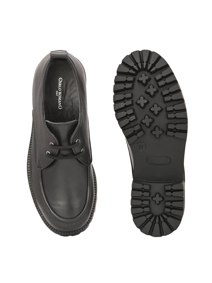 CARLO  ROMANO BY WASAN WOMEN'S GENUNIE LEATHER BLACK COLOUR LACE UP SHOE