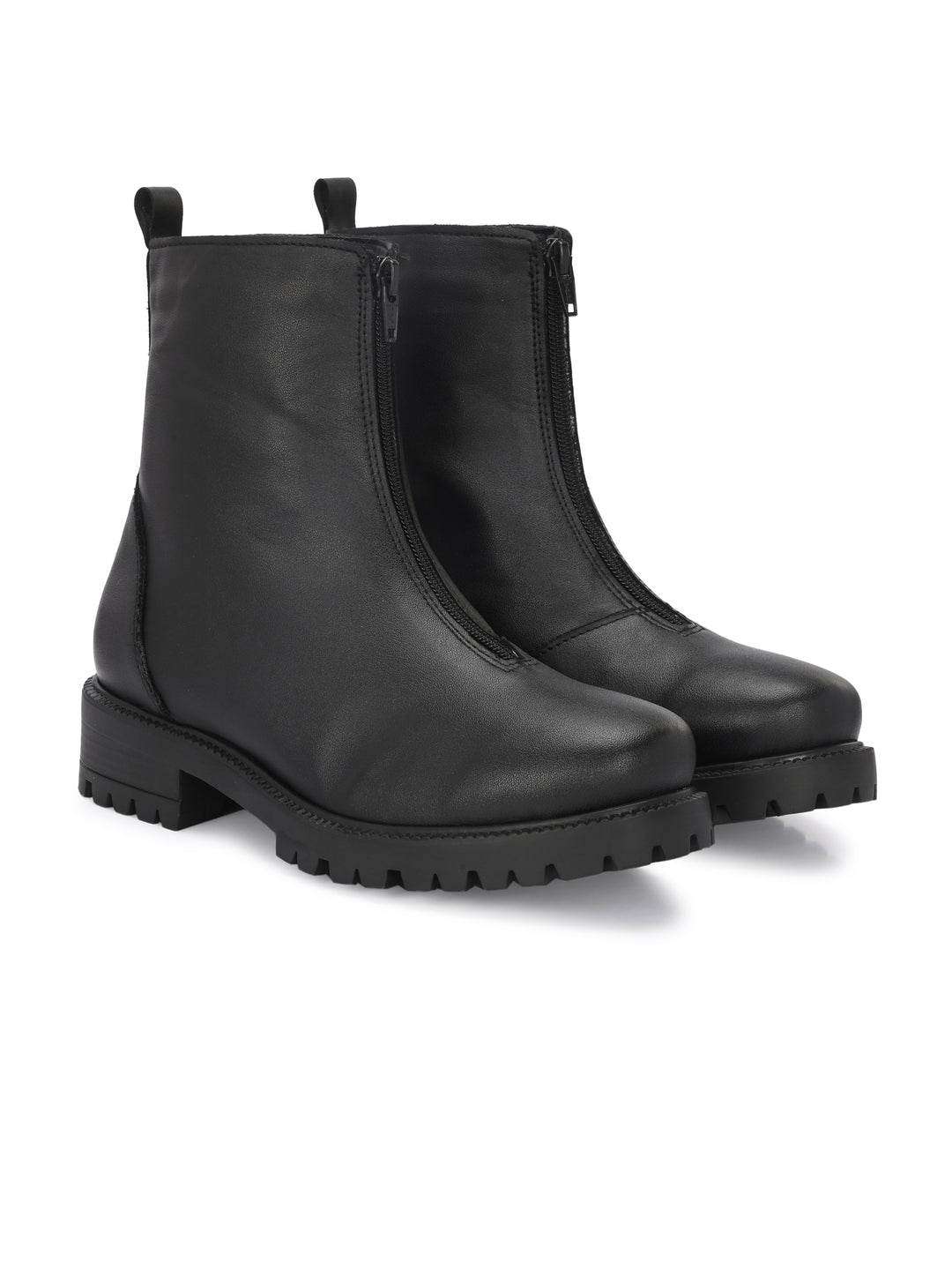 Carlo Romano Black solid lightweight Vegan Leather Ankle Boot For Women