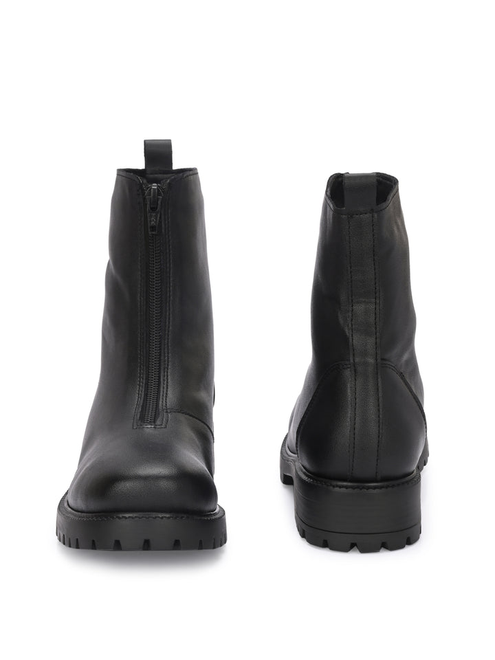 Carlo Romano Black solid lightweight Vegan Leather Ankle Boot For Women