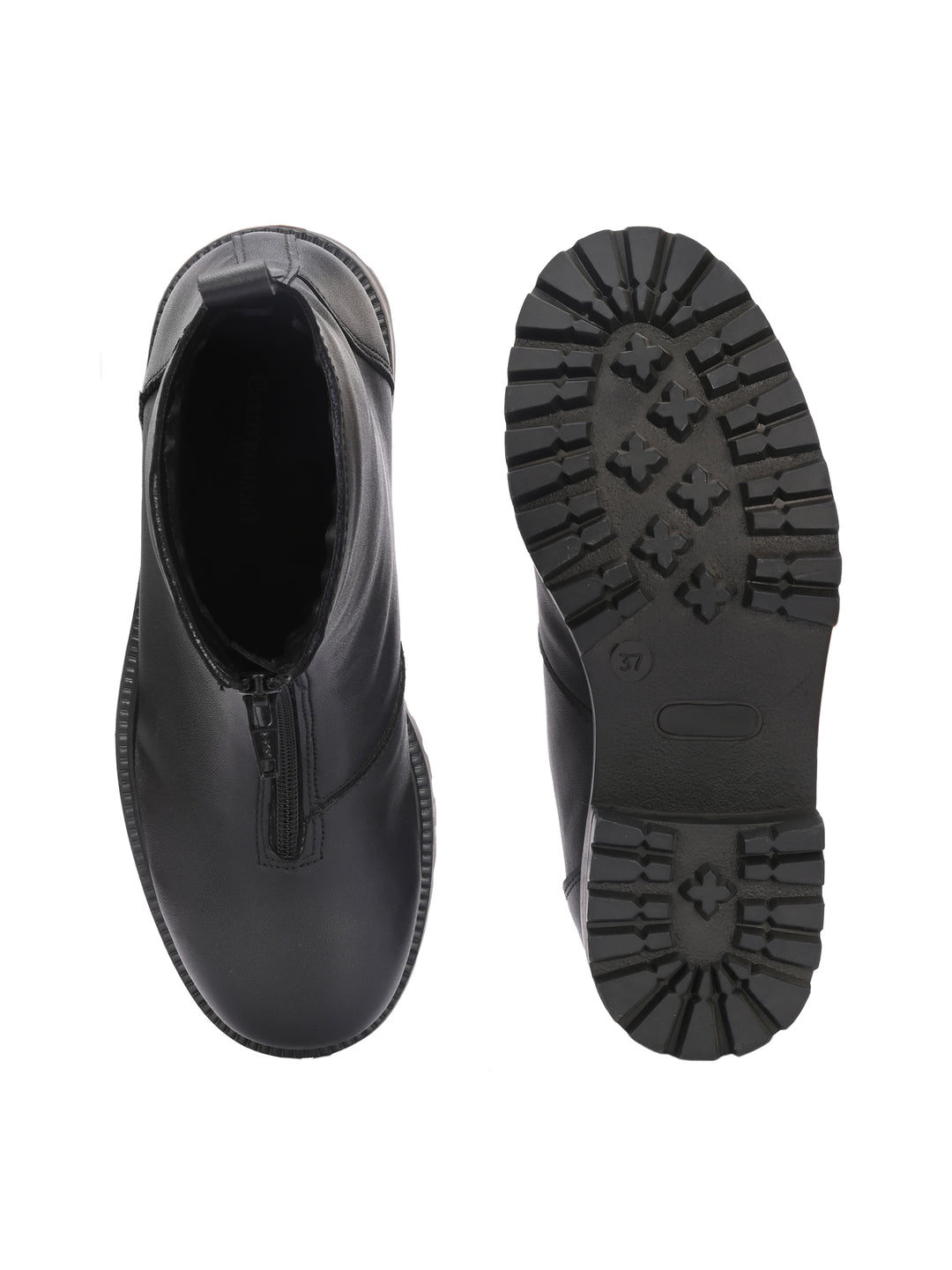 Carlo Romano Black solid lightweight Vegan Leather Ankle Boot For Women