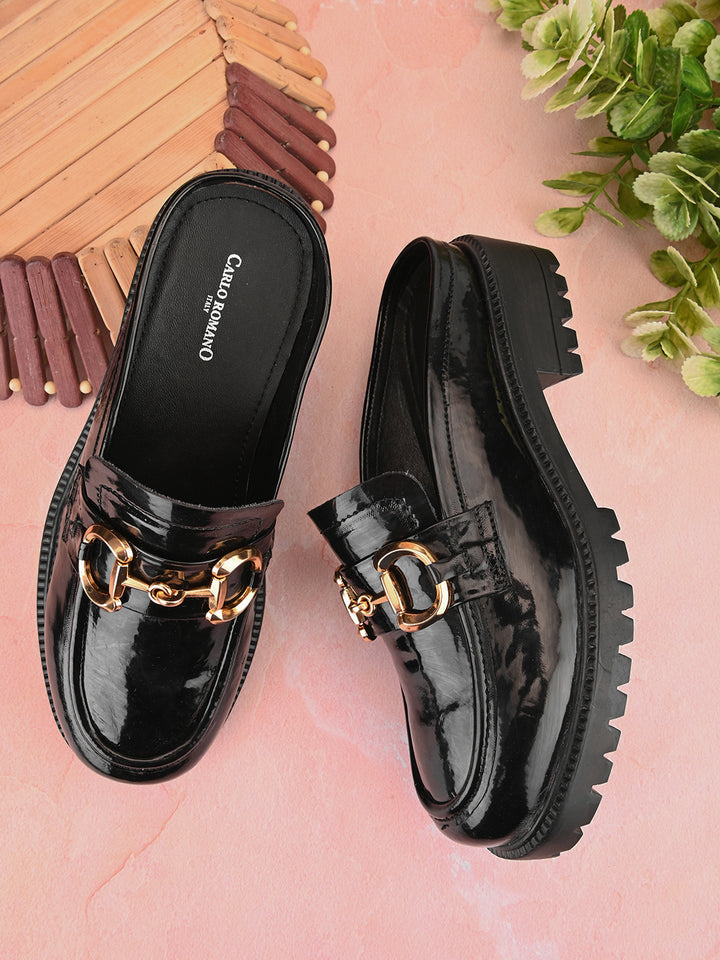 CARLO ROMANO BY WASAN BLACK COLOUR MULES FOR WOMEN