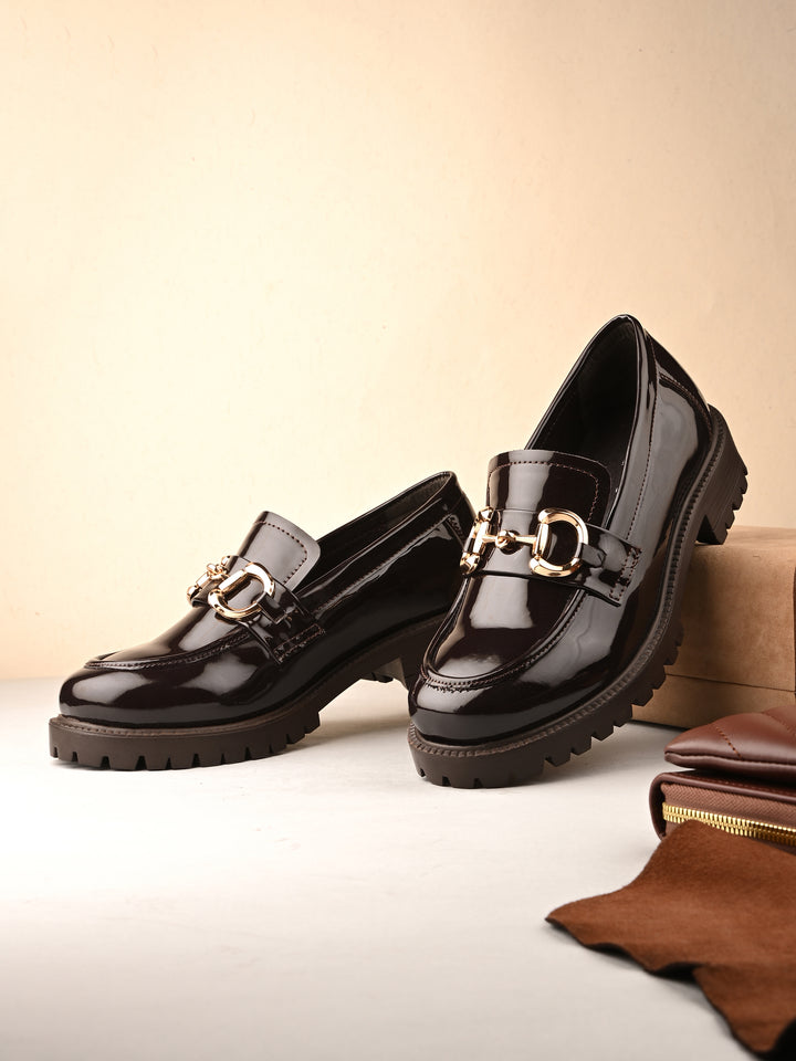 CARLO ROMANO BY WASAN VEGAN LEATHER PATENT BLACK COLOUR MOCCASIN FOR  WOMEN