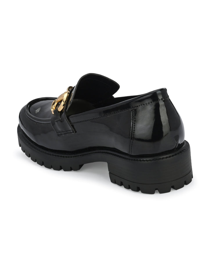 CARLO ROMANO BY WASAN VEGAN LEATHER PATENT BLACK COLOUR MOCCASIN FOR  WOMEN