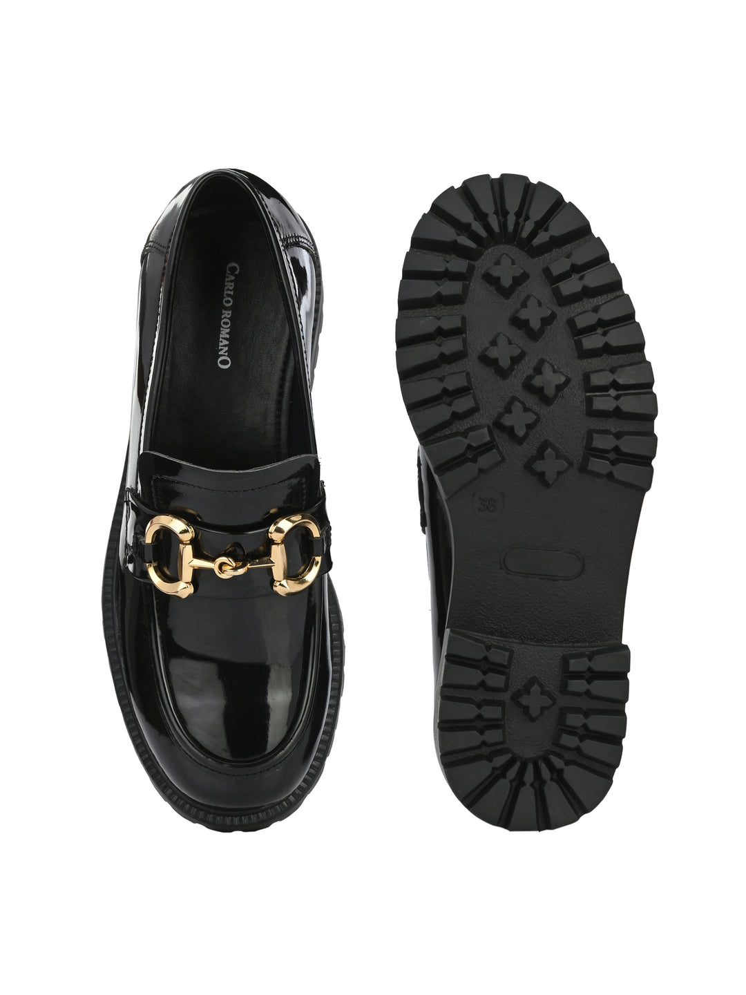 CARLO ROMANO BY WASAN VEGAN LEATHER PATENT BLACK COLOUR MOCCASIN FOR  WOMEN