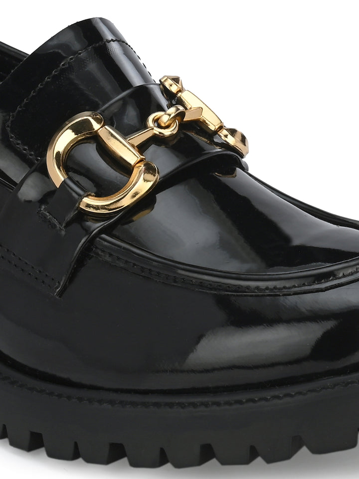 CARLO ROMANO BY WASAN VEGAN LEATHER PATENT BLACK COLOUR MOCCASIN FOR  WOMEN