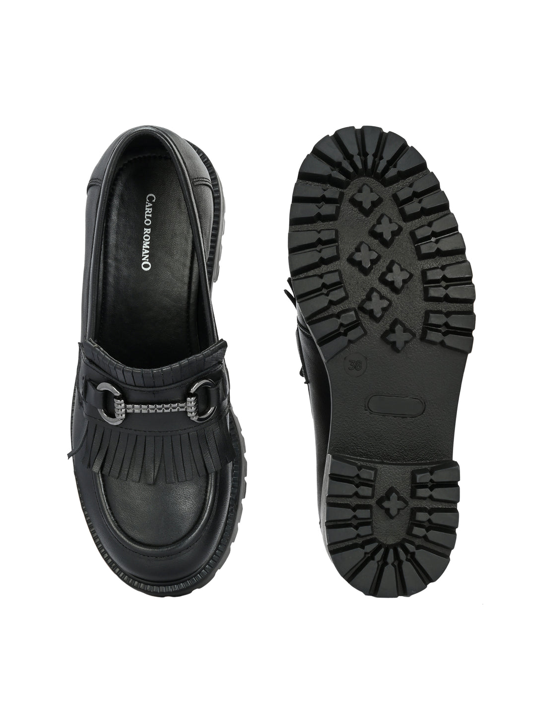 CARLO ROMANO BY WASAN GENUINE LEATHER BLACK COLOUR MOCCASIN FOR  WOMEN