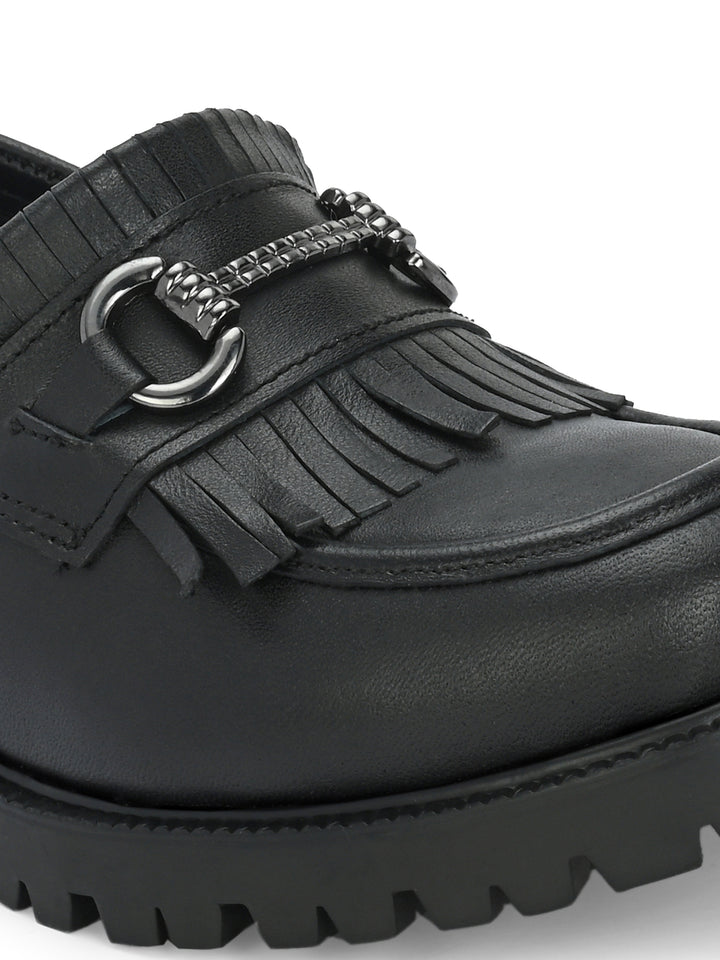 CARLO ROMANO BY WASAN GENUINE LEATHER BLACK COLOUR MOCCASIN FOR  WOMEN