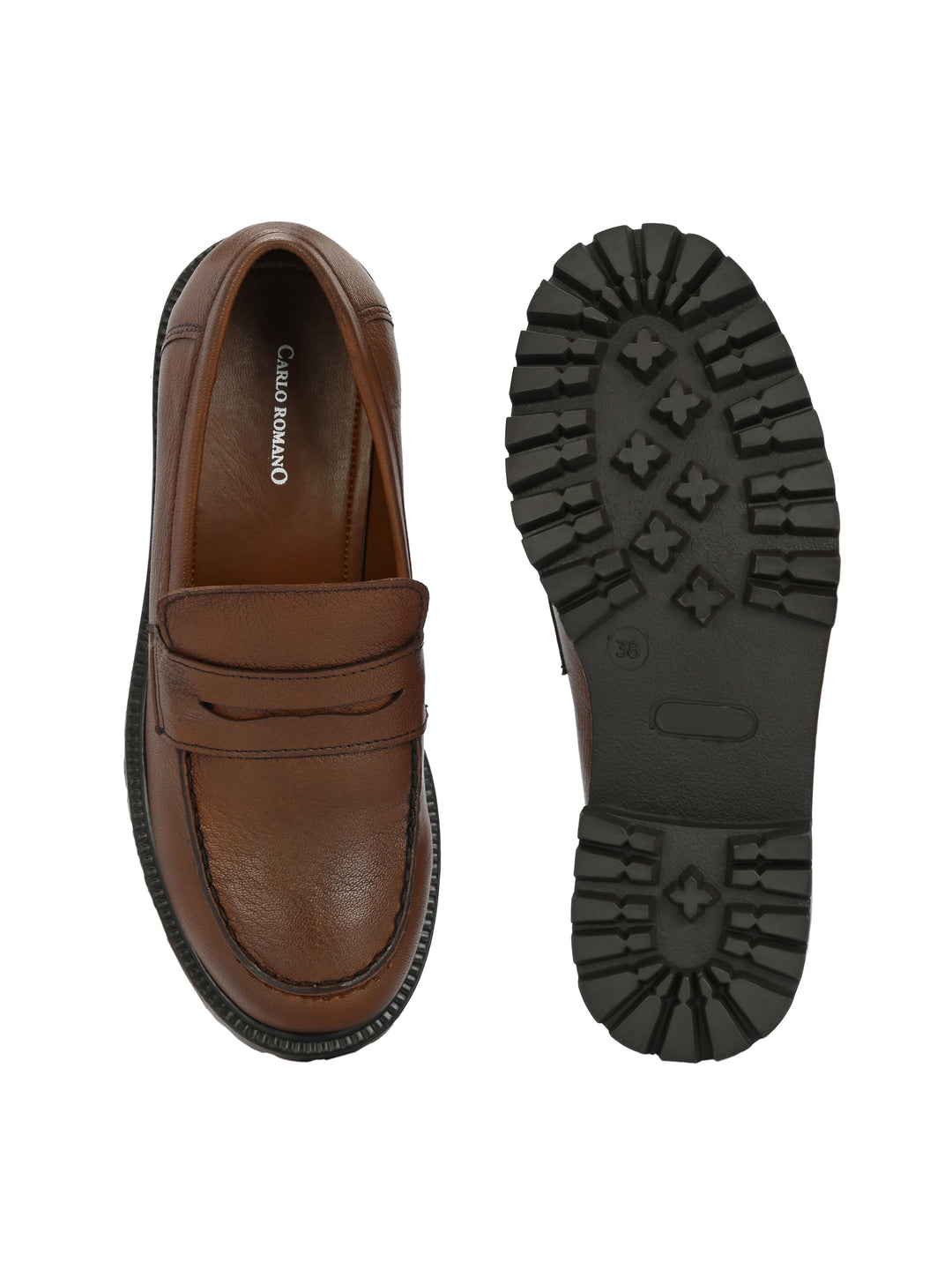 CARLO ROMANO BY WASAN GENUINE LEATHER TAN COLOUR MOCCASIN FOR  WOMEN