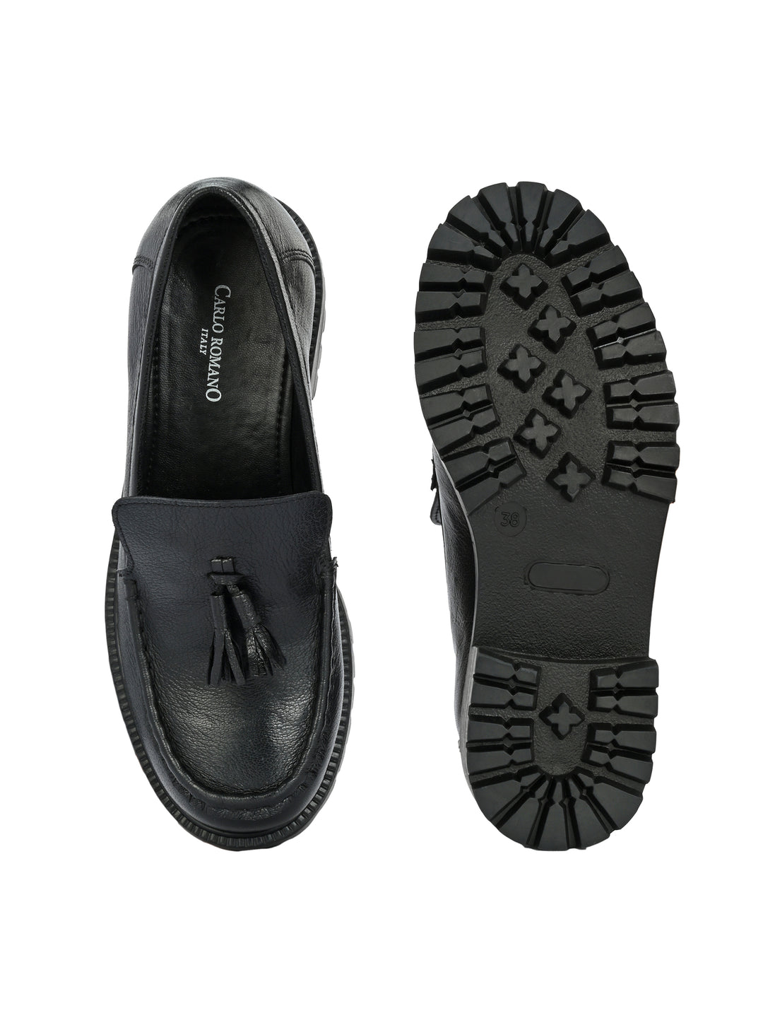 CARLO ROMANO BY WASAN GENUINE LEATHER BLACK COLOUR MOCCASIN FOR  WOMEN
