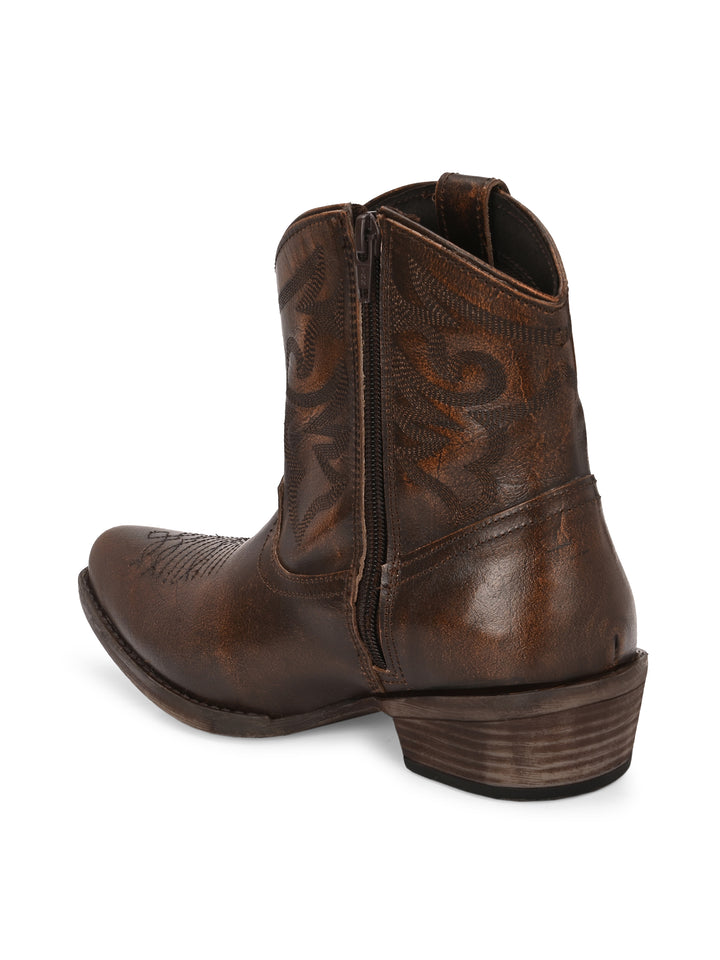 CARLO ROMANO BY WASAN WOMEN'S GENUINE BRUSH OFF LEATHER ANKLE BOOT