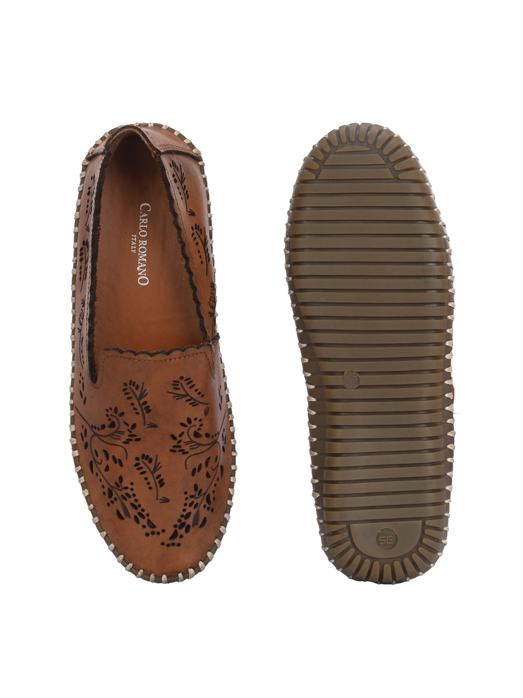 CARLO ROMANO BY WASAN GENUINE LEATHER WITH TEXTURE MOCCASIN SHOES FOR WOMEN