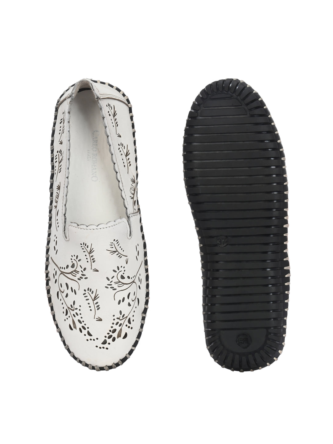 CARLO ROMANO BY WASAN GENUINE LEATHER WITH TEXTURE MOCCASIN SHOES FOR WOMEN