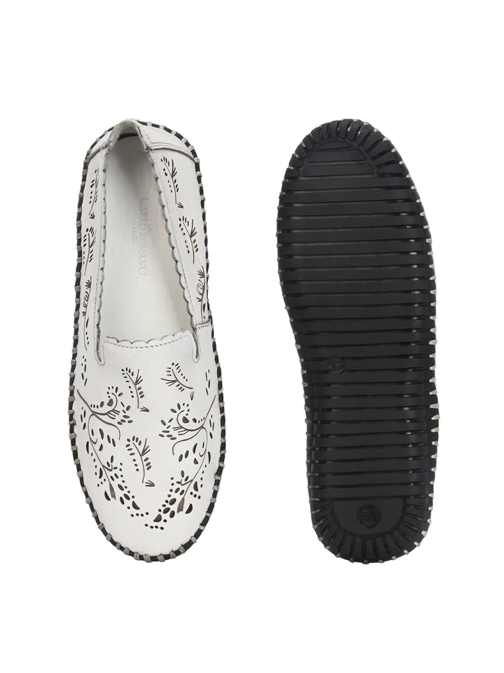 CARLO ROMANO BY WASAN GENUINE LEATHER WITH TEXTURE MOCCASIN SHOES FOR WOMEN