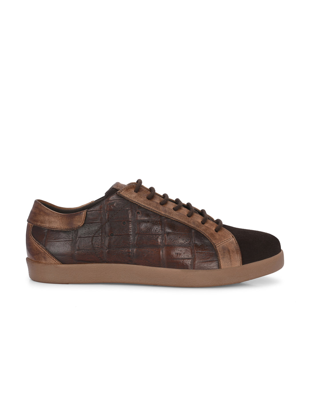 Carlo Romano Brown Italian Crocodile printed Genuine Leather Sneaker For Men