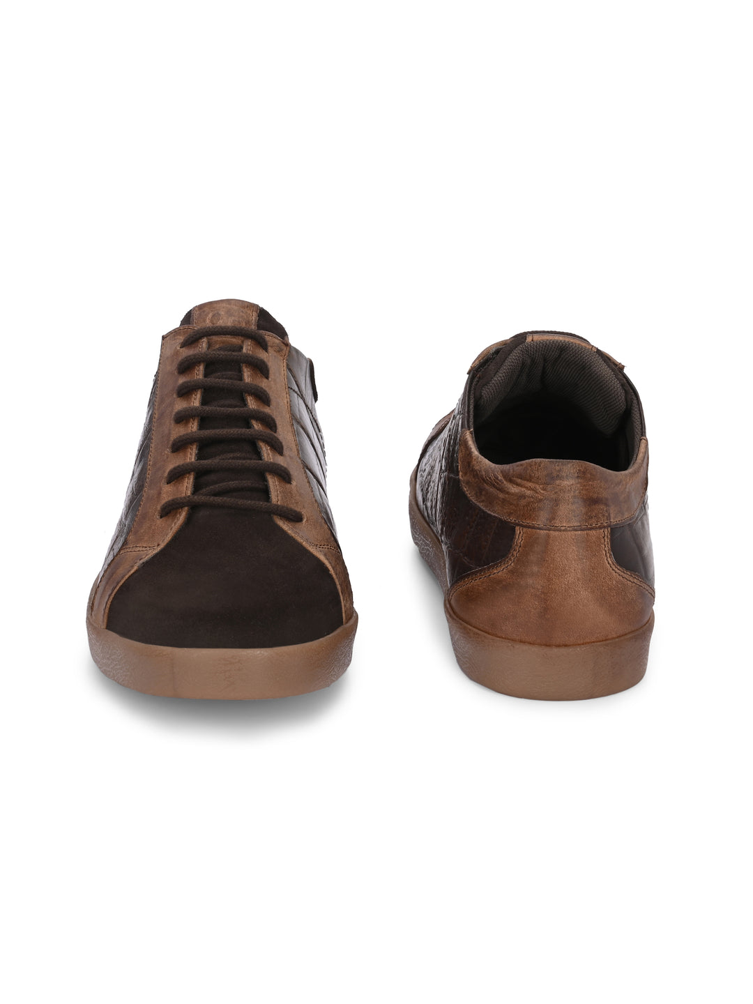 Carlo Romano Brown Italian Crocodile printed Genuine Leather Sneaker For Men