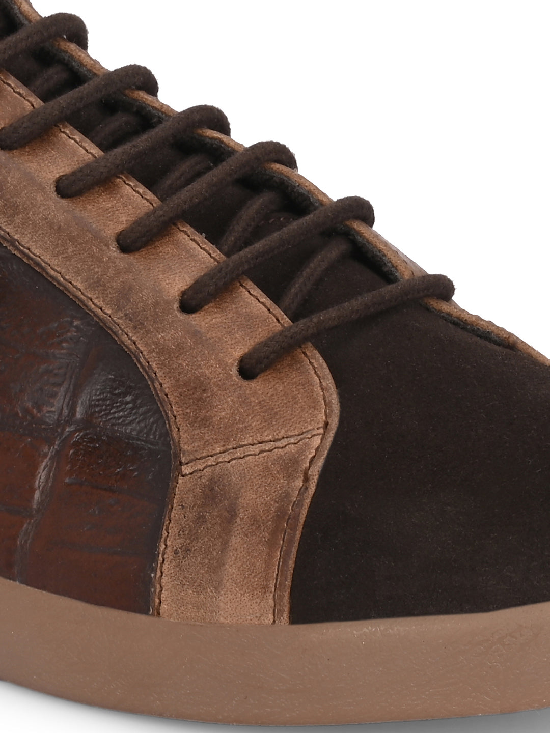 Carlo Romano Brown Italian Crocodile printed Genuine Leather Sneaker For Men