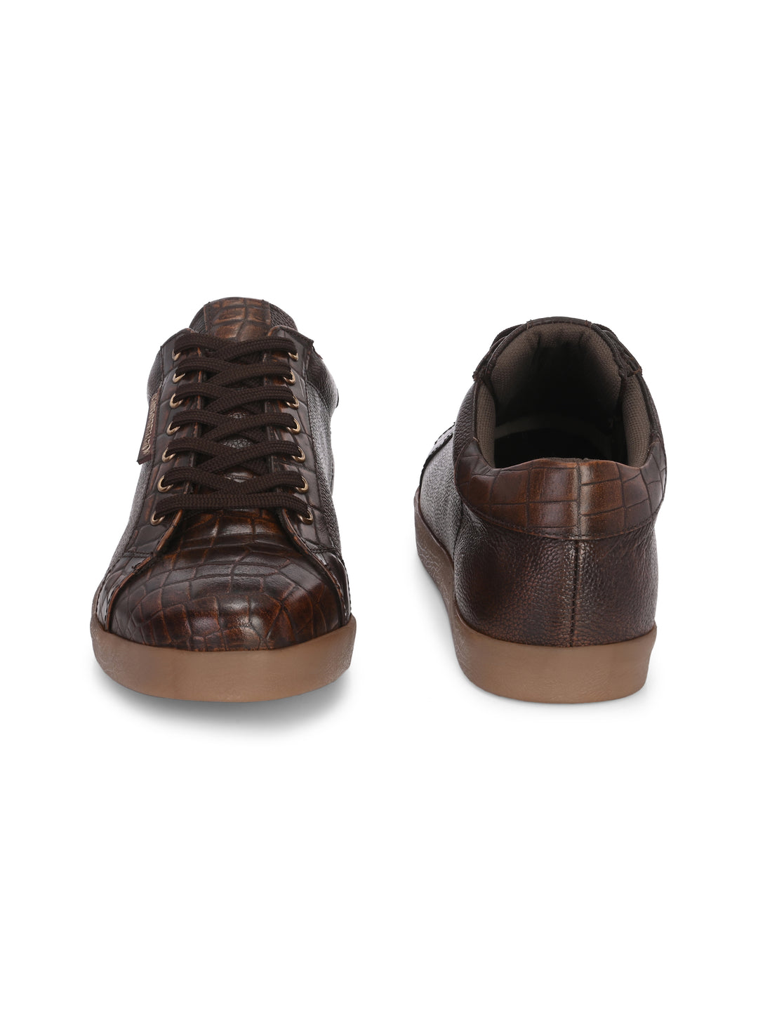 CARLO ROMANO BY WASAN TAN COLOR PREMIUM ITALIAN CROCO PRINTED LEATHER SNEAKER FOR MEN