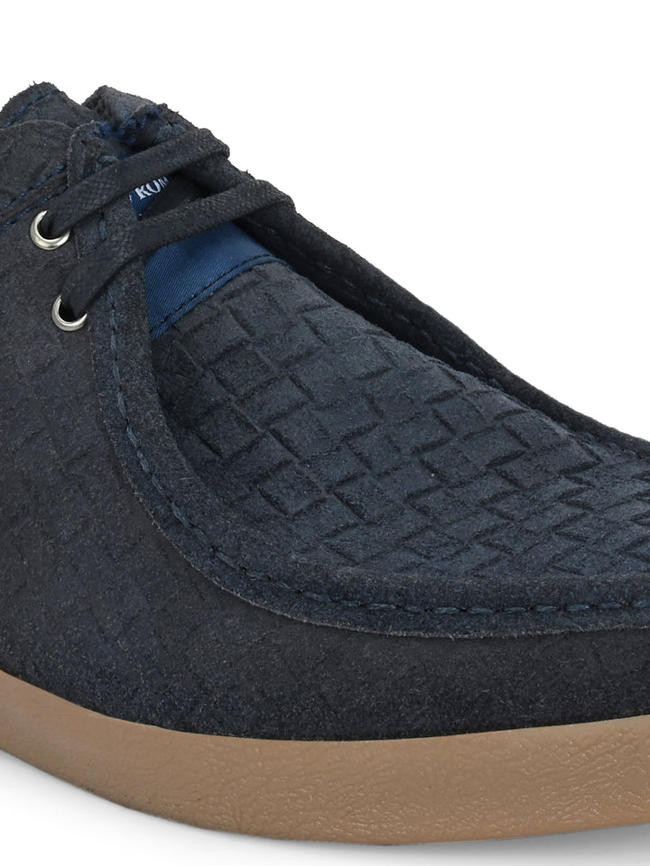 CARLO ROMANO BLUE COLOR SUDE LEATHER MATT PRINTED SNEAKER FOR MEN