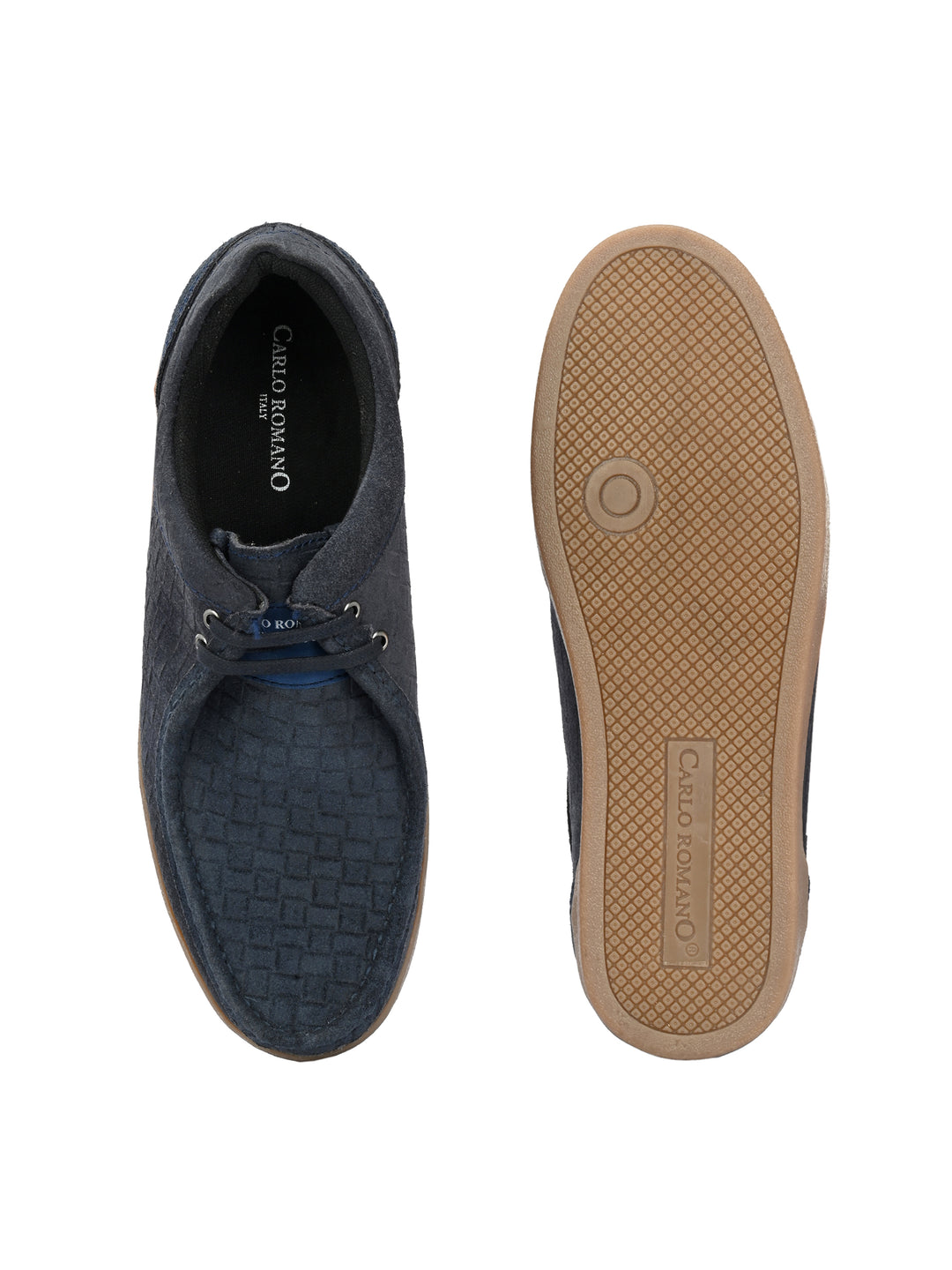 CARLO ROMANO BLUE COLOR SUDE LEATHER MATT PRINTED SNEAKER FOR MEN