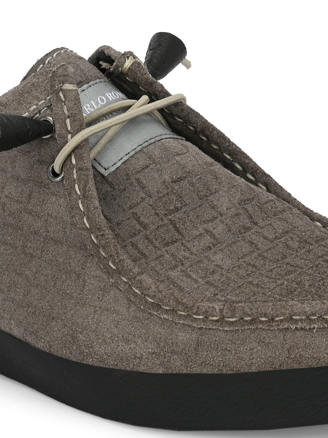 CARLO ROMANO GREY COLOR SUDE LEATHER MATT PRINTED SNEAKER FOR MEN