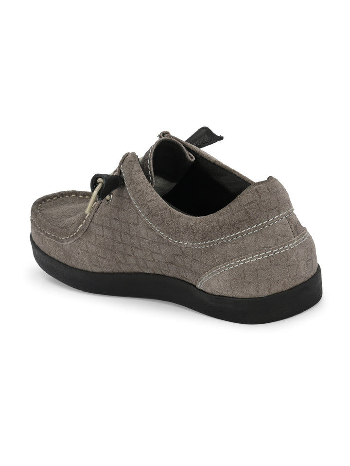 CARLO ROMANO GREY COLOR SUDE LEATHER MATT PRINTED SNEAKER FOR MEN