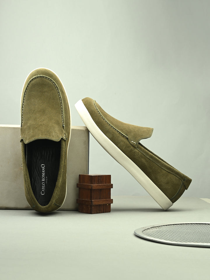 CARLO ROMANO BEIGE COLOR SUEDE LEATHER STYLISH SHOES FOR MEN