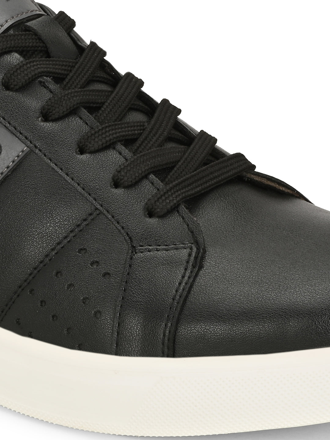 CARLO ROMANO BY WASAN BLACK GREY COLOR LIGHT WEIGHT VEGAN LEATHER SNEAKER FOR MEN