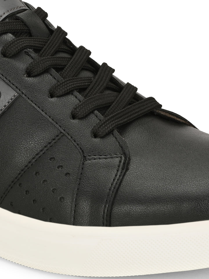 CARLO ROMANO BY WASAN BLACK GREY COLOR LIGHT WEIGHT VEGAN LEATHER SNEAKER FOR MEN