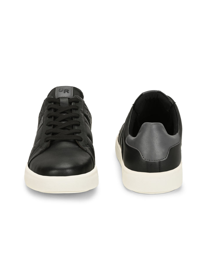 CARLO ROMANO BY WASAN BLACK GREY COLOR LIGHT WEIGHT VEGAN LEATHER SNEAKER FOR MEN