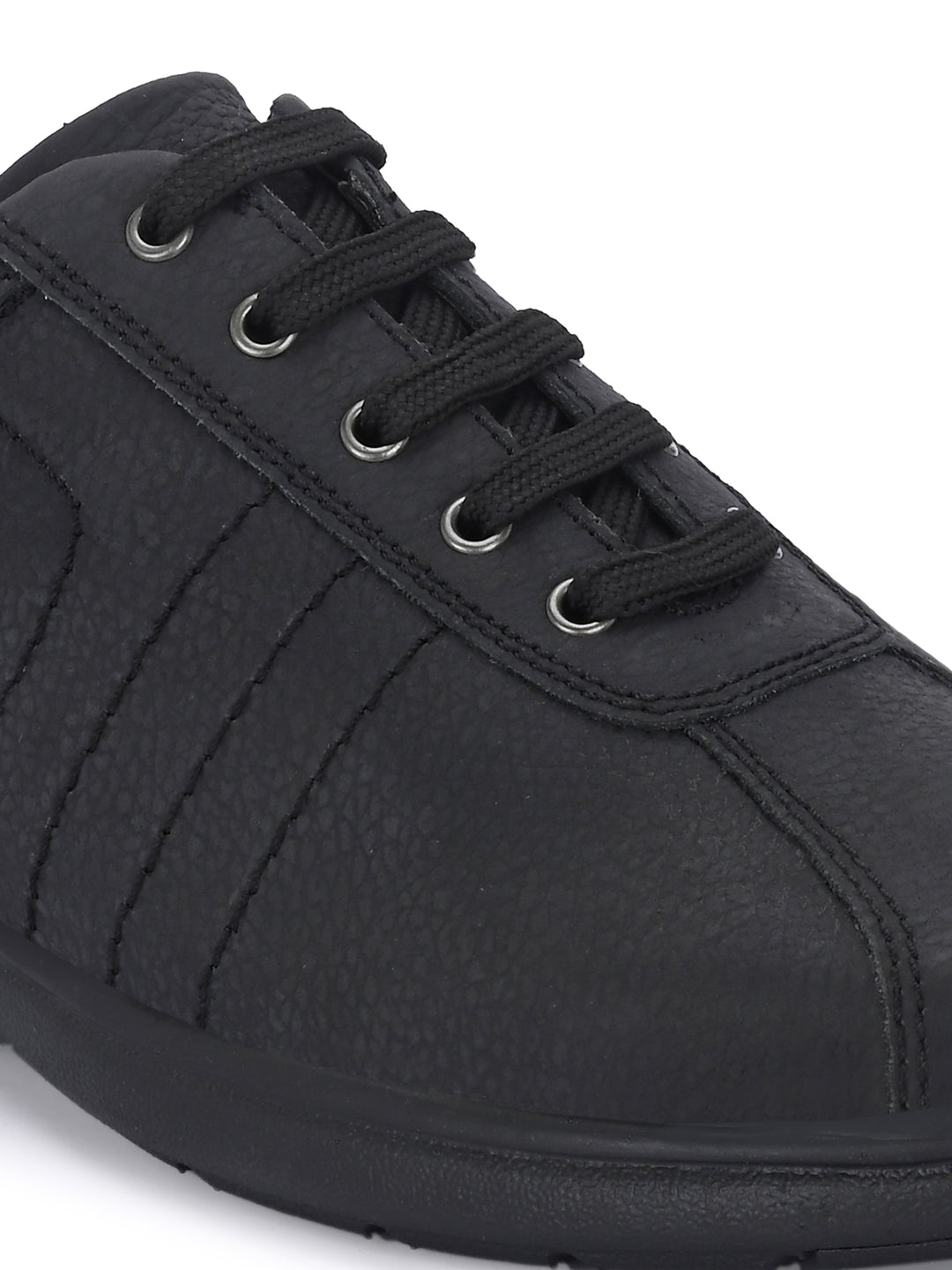 CARLO ROMANO GENUINE LEATHER BLACK COLOR CASUAL SNEAKER SHOE FOR MEN
