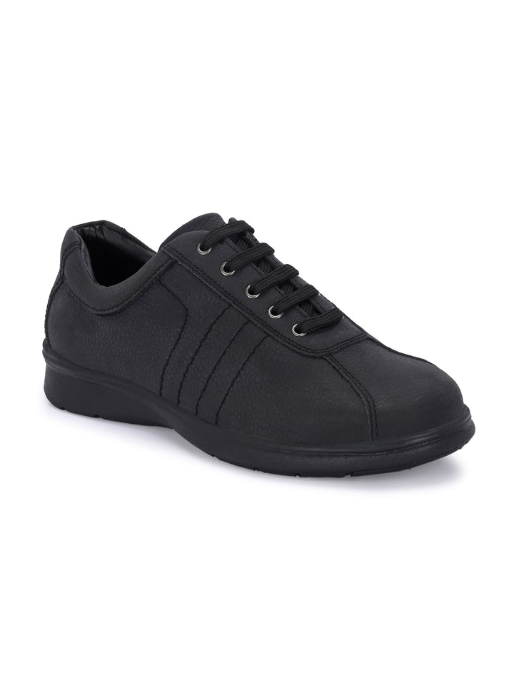CARLO ROMANO GENUINE LEATHER BLACK COLOR CASUAL SNEAKER SHOE FOR MEN