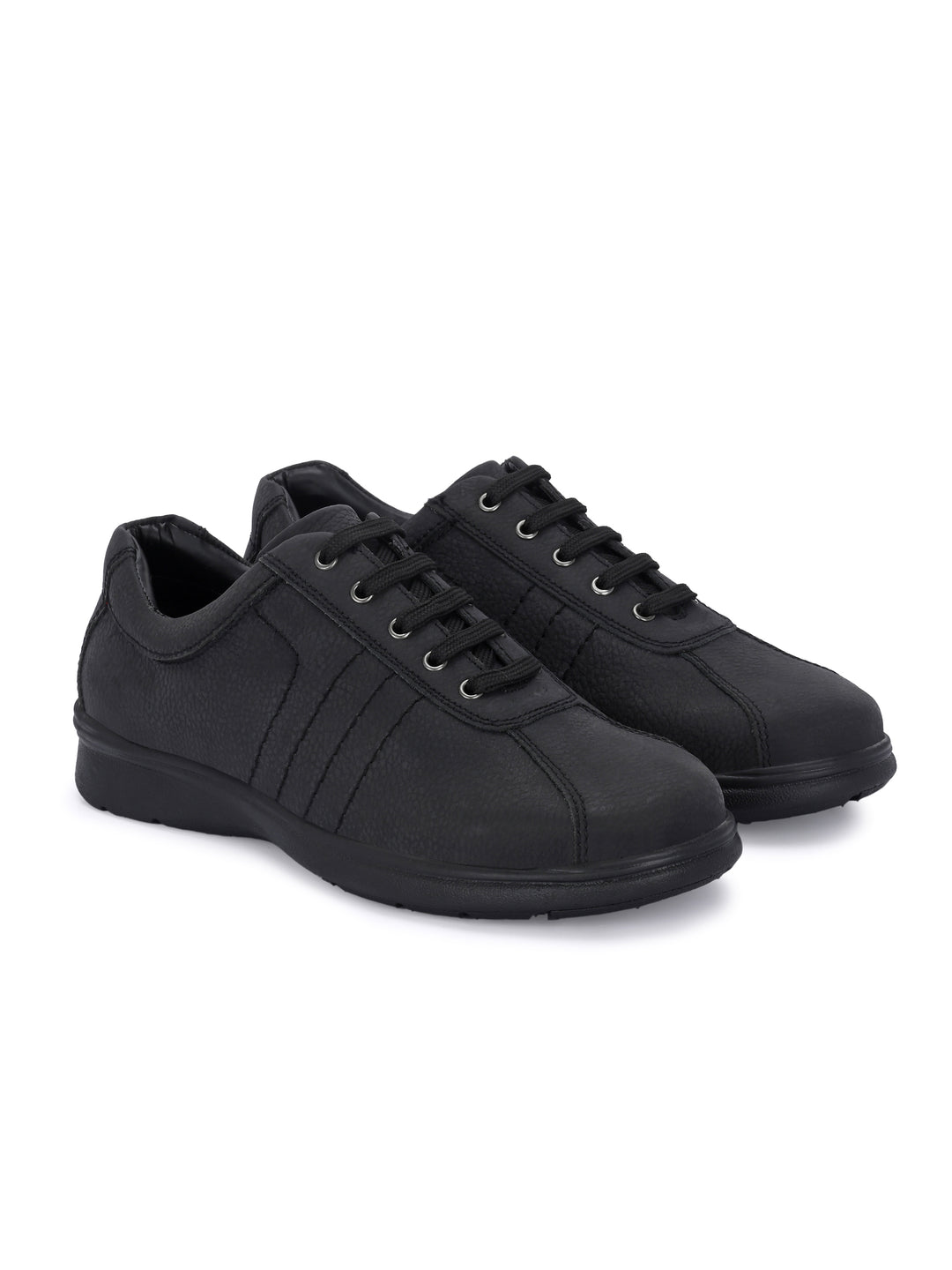 CARLO ROMANO GENUINE LEATHER BLACK COLOR CASUAL SNEAKER SHOE FOR MEN