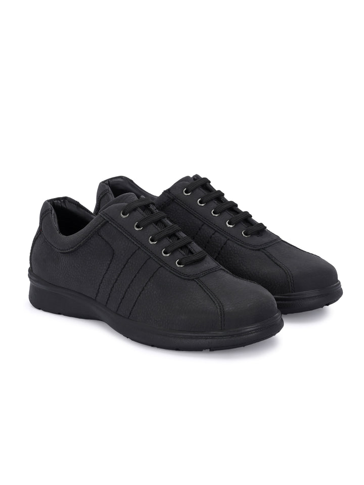 CARLO ROMANO GENUINE LEATHER BLACK COLOR CASUAL SNEAKER SHOE FOR MEN