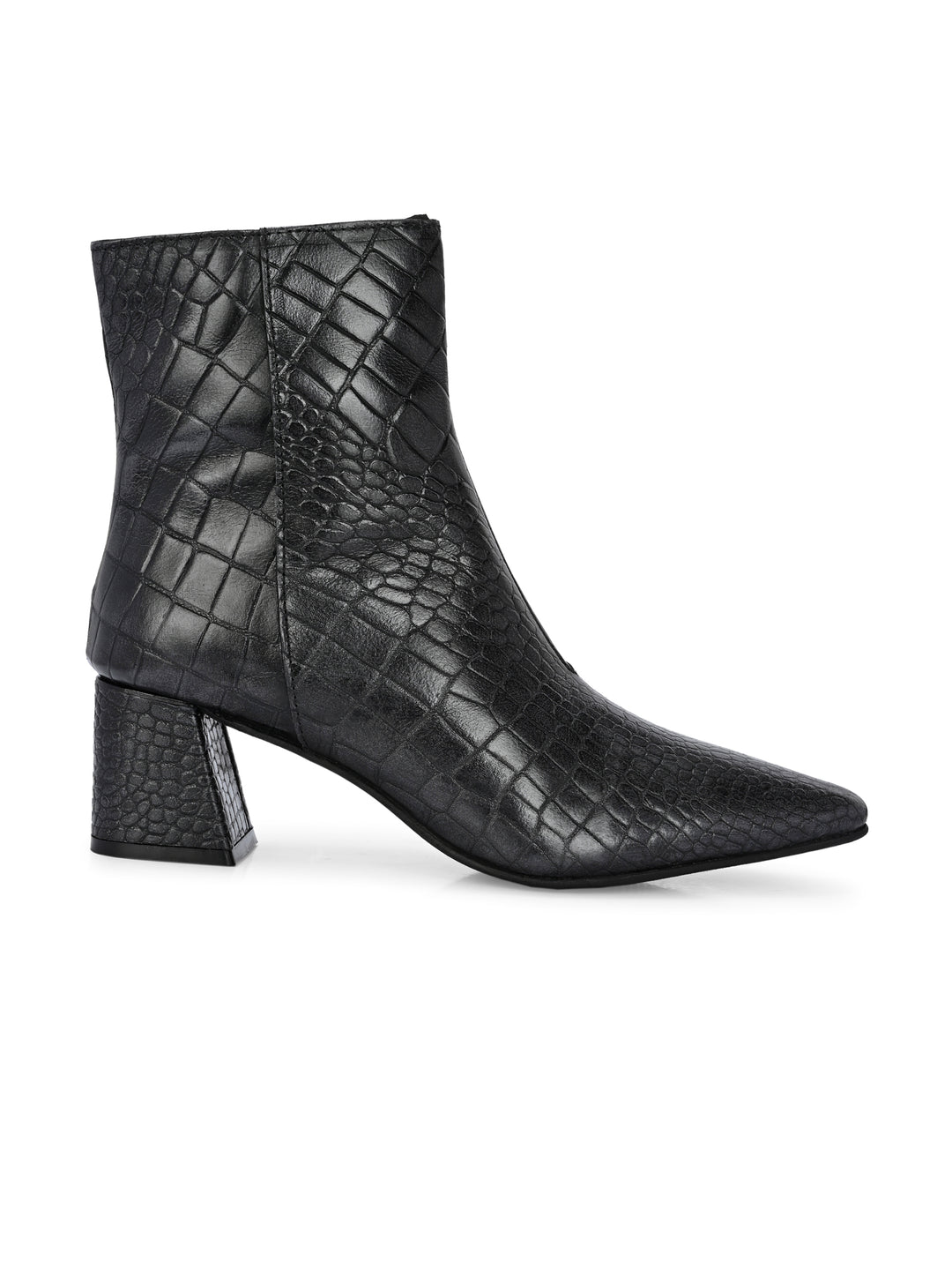 CARLO ROMANO BY WASAN CROCO PRINT LEATHER WITH ZIP BLOCK HEEL ANKLE BOOT FOR WOMEN