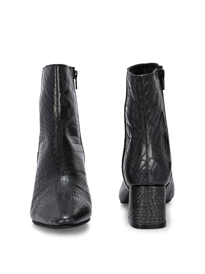 CARLO ROMANO BY WASAN CROCO PRINT LEATHER WITH ZIP BLOCK HEEL ANKLE BOOT FOR WOMEN