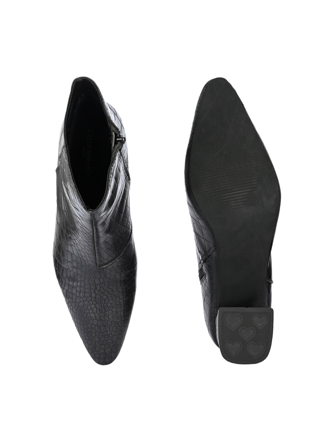 CARLO ROMANO BY WASAN CROCO PRINT LEATHER WITH ZIP BLOCK HEEL ANKLE BOOT FOR WOMEN