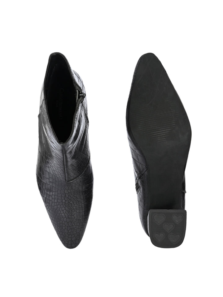 CARLO ROMANO BY WASAN CROCO PRINT LEATHER WITH ZIP BLOCK HEEL ANKLE BOOT FOR WOMEN